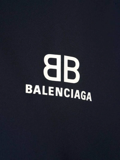Shop Balenciaga Logo Print Track Jacket In Blue