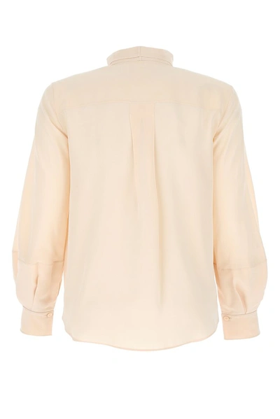 Shop Chloé Pussybow Blouse In Beige