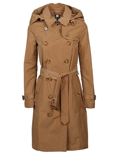 Shop Burberry Detachable Hood Trench Coat In Beige