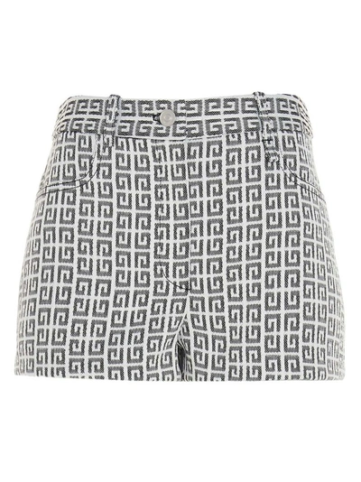 Shop Givenchy 4g Jacquard Denim Shorts In Multi