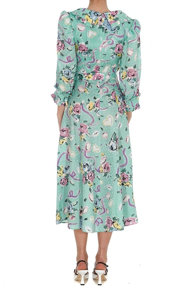 Shop Alessandra Rich Floral Print Midi Dress In Multi