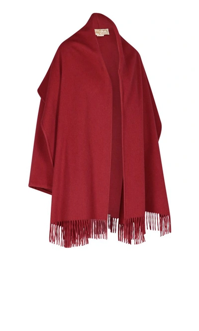 Shop Ferragamo Salvatore  Fringed Cape In Red