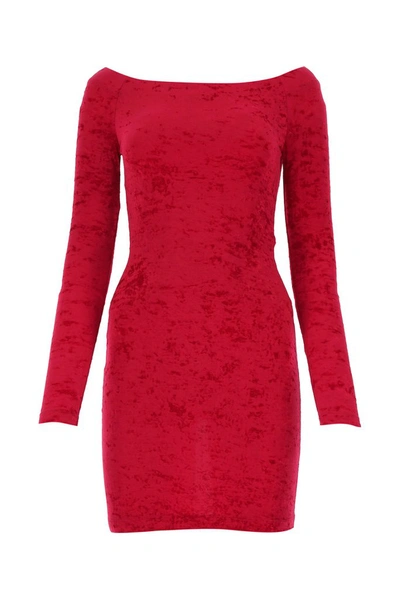 Shop Balenciaga Cycling Mini Dress In Red