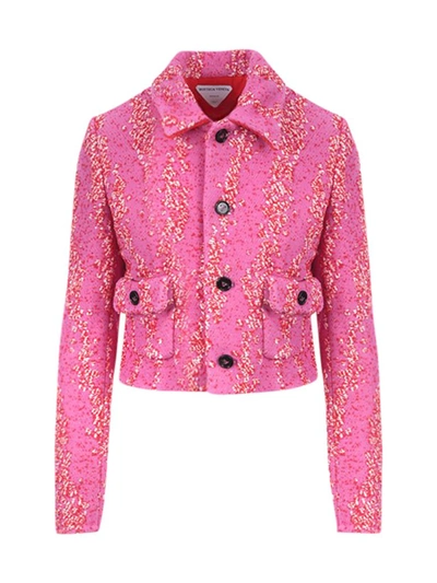 Shop Bottega Veneta Bubble Bouclé Jacket In Pink