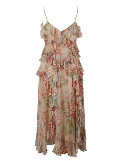 Shop Zimmermann Floral Print Ruffled Dress In Multi