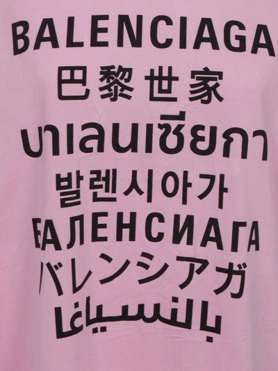 Shop Balenciaga Languages Logo Print T In Pink