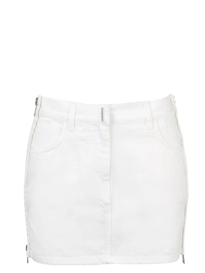 Shop Givenchy Side Zip Denim Skirt In White