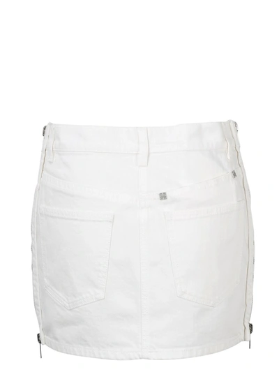 Shop Givenchy Side Zip Denim Skirt In White