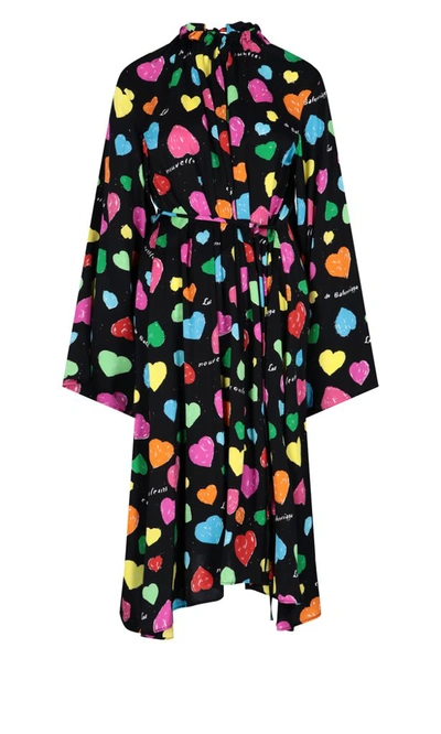 Shop Balenciaga Archive Hearts Backwrap Dress In Multi