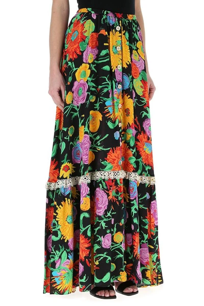 Shop Gucci X Ken Scott Floral Printed Skirt In Multi
