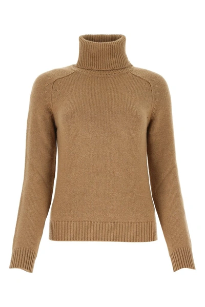Shop Saint Laurent Turtleneck Knit Sweater In Brown