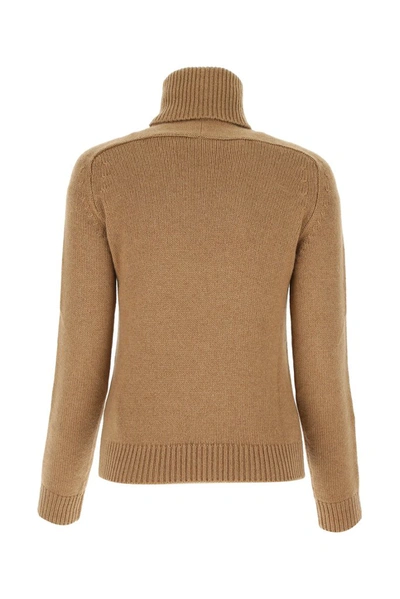 Shop Saint Laurent Turtleneck Knit Sweater In Brown