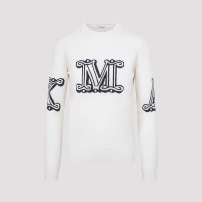 Shop Max Mara Kuban Logo Knit Sweater In White