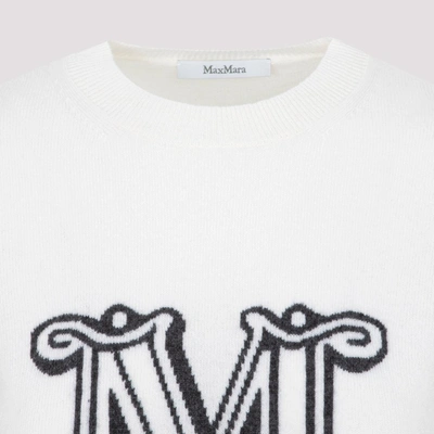 Shop Max Mara Kuban Logo Knit Sweater In White