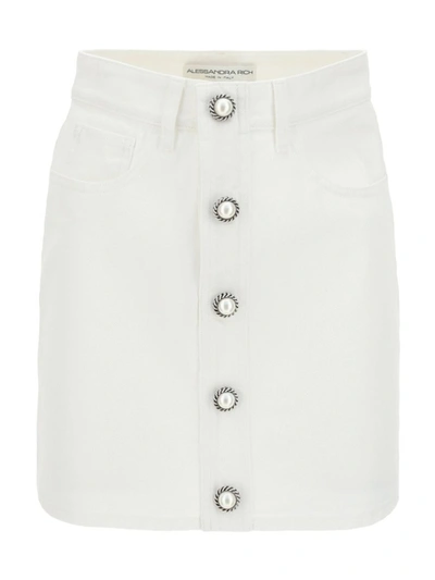 Shop Alessandra Rich Buttoned A In White