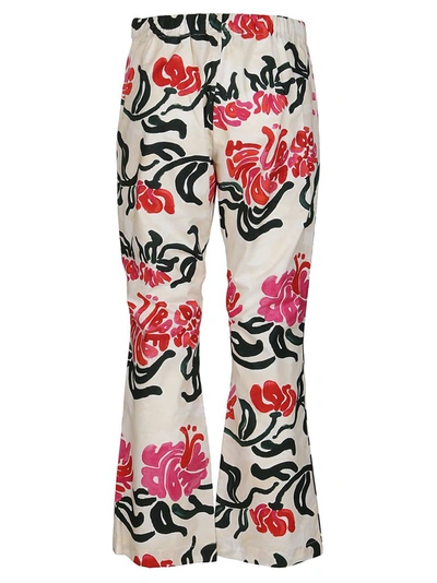 Shop Marni Floral Printed Cropped Flared Pants In Multi