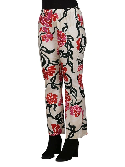 Shop Marni Floral Printed Cropped Flared Pants In Multi