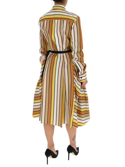 Shop Marni Striped Shirt Midi Dress In Multi
