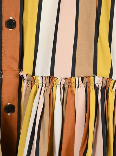 Shop Marni Striped Shirt Midi Dress In Multi