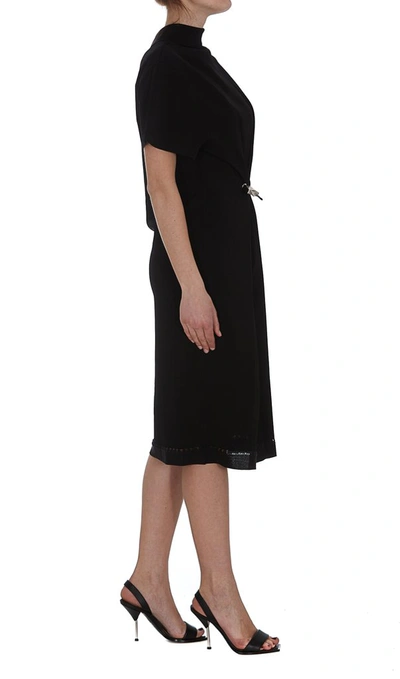 Shop Givenchy 4g Padlock Satin Dress In Black