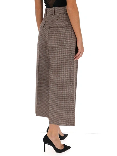 Shop Chloé Cropped Houndstooth Trousers In Brown