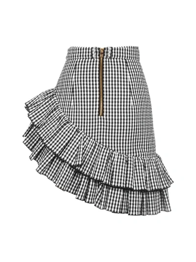 Shop Balmain Asymmetric Ruffled Mini Skirt In Multi
