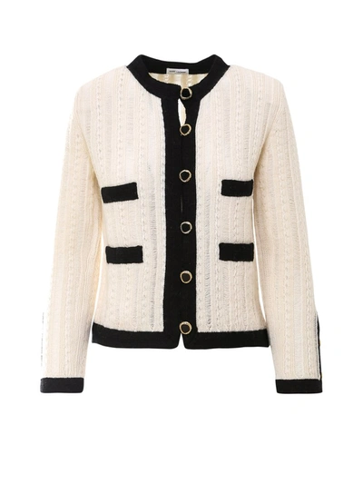 Shop Saint Laurent Tailored Knit Jacket In White