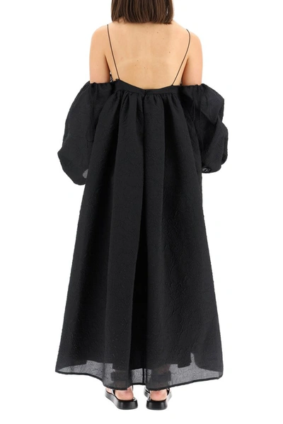 Holly Oversized Matelassé Satin Dress In Black