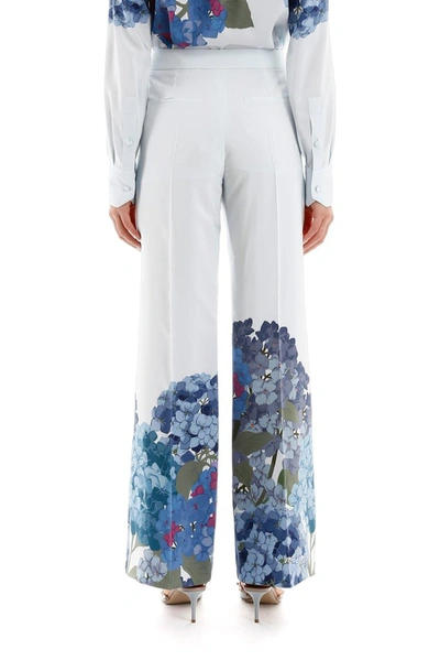 Shop Valentino Macro Ortensia Printed Flared Pants In Multi