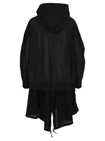 Shop Undercover Panelled Hooded Parka Coat In Black