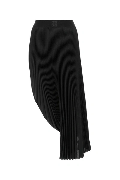 Shop Givenchy Asymmetrical Pleated Skirt In Black