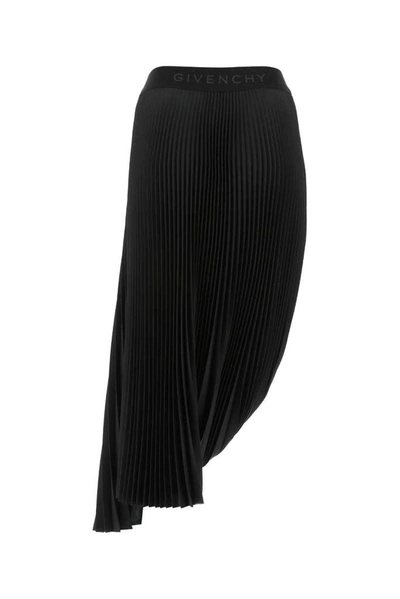 Shop Givenchy Asymmetrical Pleated Skirt In Black