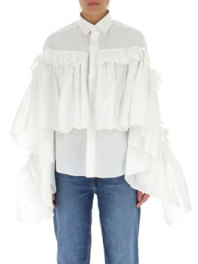 Shop Red Valentino Redvalentino The Black Tag Ruffled Blouse In White