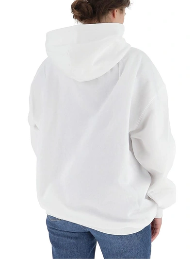 Shop Balenciaga Logo Printed Oversize Hoodie In White