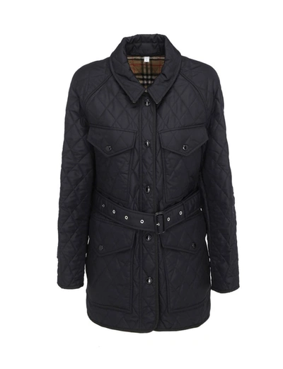 Shop Burberry Diamond Quilted Jacket In Black