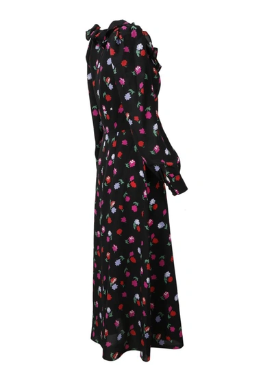 Shop Alessandra Rich Floral Print Ruffled Midi Dress In Multi