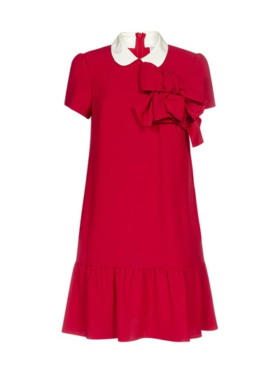 Shop Red Valentino Redvalentino Collar Detail Crepe Envers Mini Dress