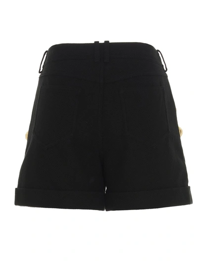 Shop Balmain Button Embellished Shorts In Black