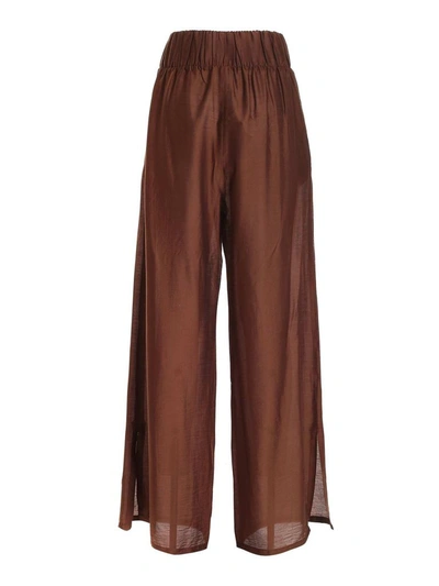 Shop Max Mara Beachwear High Waisted Wide Leg Trousers In Brown