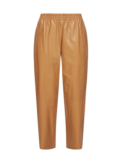 Shop Pinko Ultralight Leather Trousers In Brown