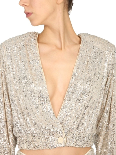 Shop Rotate Birger Christensen Rotate Judy Sequinned Cropped Jacket In Silver