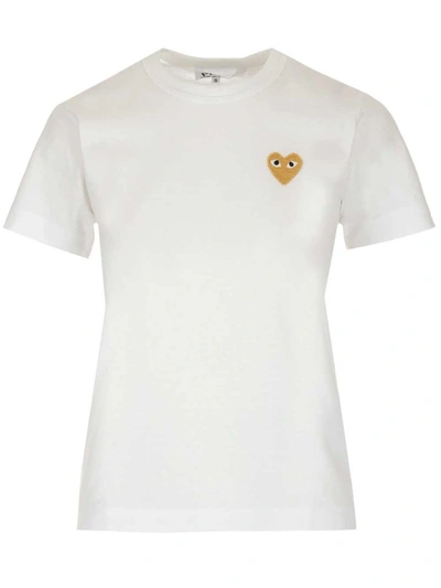 Shop Comme Des Garçons Play Logo Embroidered T In White