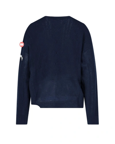 Shop Raf Simons Patch Detail Knitted Jumper In Navy