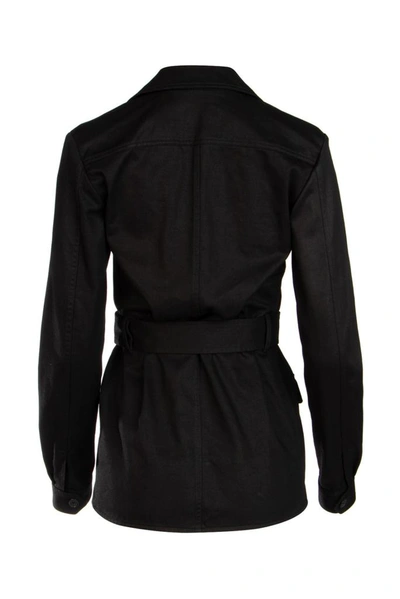 Shop Saint Laurent Safari Belted Jacket In Black