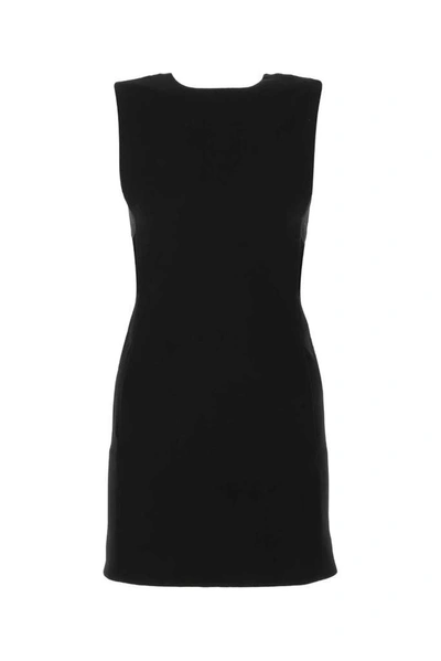 Shop Saint Laurent Back Bow Detail Mini Dress In Black