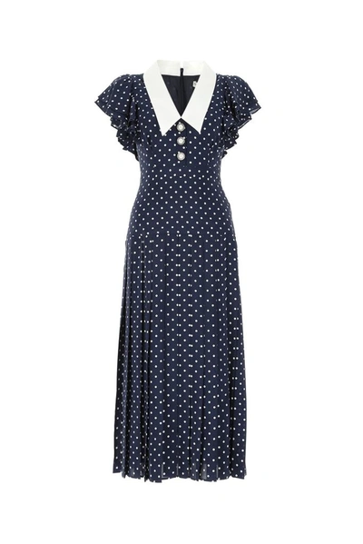 Shop Alessandra Rich Polka Dot Print V In Blue