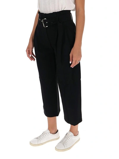 Shop Michael Michael Kors Belted Cropped Trousers In Black