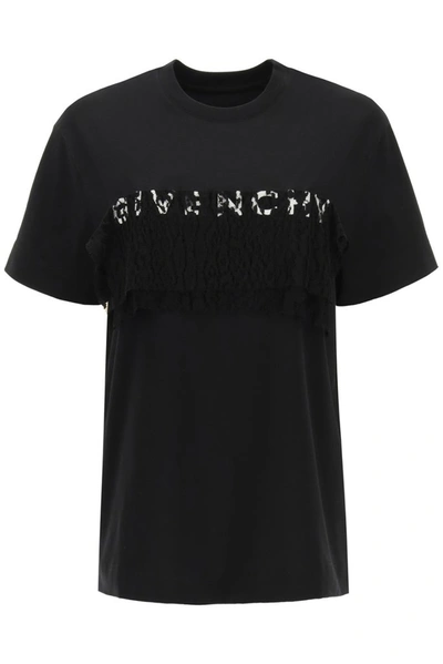 Shop Givenchy Logo Lace Detailed T In Black