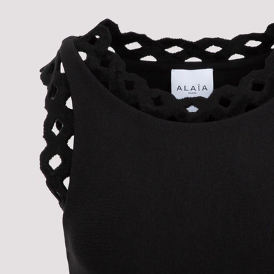 Shop Alaïa Edition 2007 Openwork Knit Dress In Black