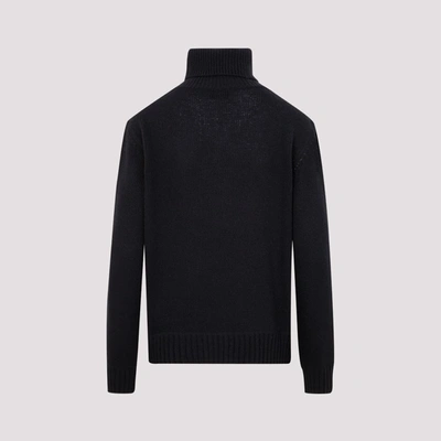 Shop Prada Logo Intarsia Turtleneck Sweater In Black
